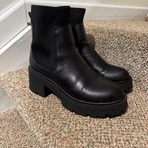 Black Chunky Heel Ankle Boots